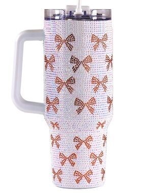 Simply Southern 40 oz Rhinestone Iridescent Bow Accent Tumbler with Handle